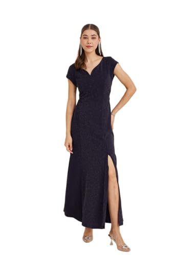 Latin Quarters Women's Blue Sweatheart Neck Cap Sleeves Solid Party Bodycon Dress_M