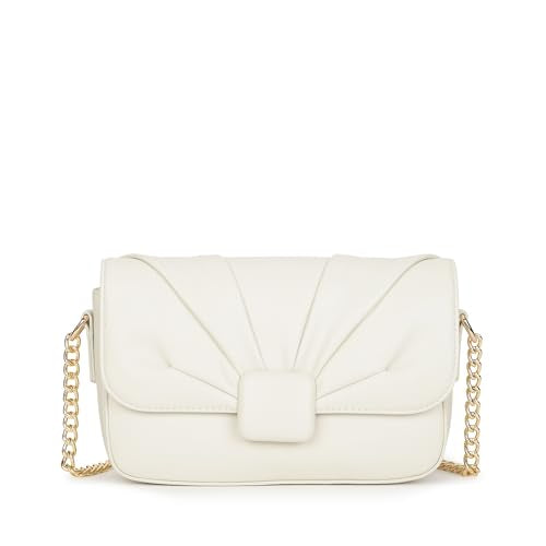 Fastrack CuddleKnot Sling | White Faux-Leather Women’s Handbag | Crossbody Sling with Chain Strap, Quilted Design & Dual Closure | Casual & Party Carry Bag