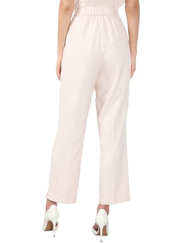 VERO MODA Women's Straight Fit High-Rise Pink Pants