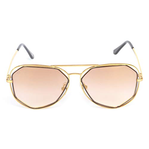 FCUK Mirrored Aviator Unisex Sunglasses - (FC 7386 C2 S|56|Gold Color Lens)