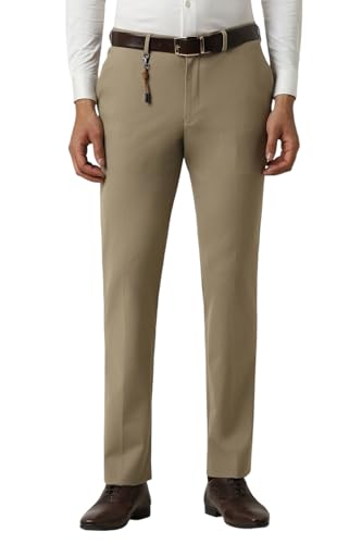 Men Beige Solid Trousers