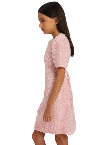 VERO MODA Girl's Self Design A-Line Pink Dress