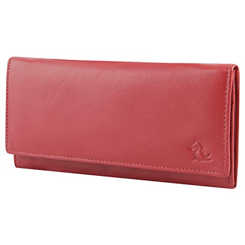 KARA Red Genuine Leather Wallet for Women - Ladies Bifold Purse/Dailywear Wallet for Women
