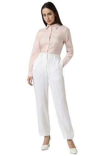 Van Heusen Women Pink Textured Long Sleeves Formal Shirt