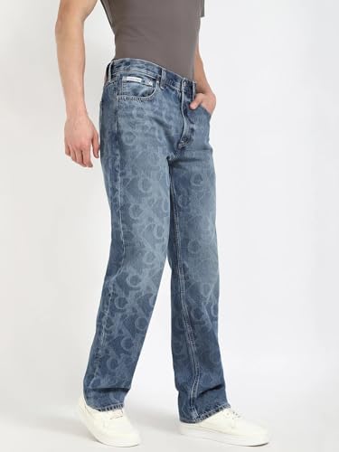 Medium-Wash Straight Fit Mid Rise Jeans
