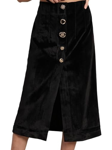 VERO MODA Women's Straight Fit High-Rise Black Skirt