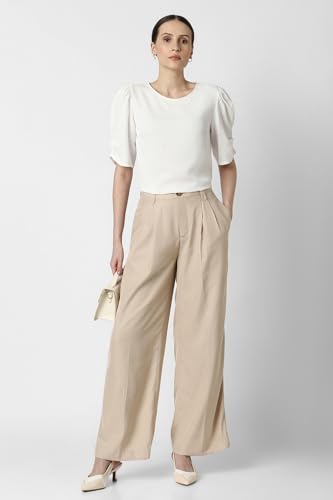 Van Heusen Women's Regular Casual Pants (VWTPFRGFG82442_Beige