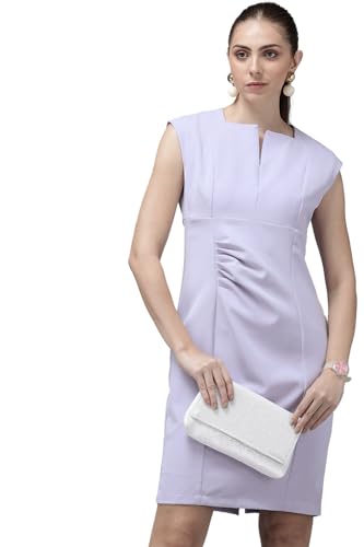 Van Heusen women's Polyester Blend Modern Knee-Length Dress (VWDRFRGFD20834_Purple