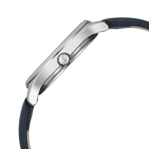 Titan Plain 3 Hands Work Wear Silver White Round Dial Blue Ceramic Leather Strap Womens Watch - NR2639SL07