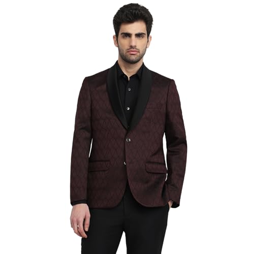 Raymond Maroon Jacquard Pattern Men Suit
