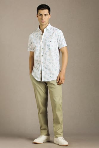 Louis Philippe Men White Print Half Sleeves Casual Shirt