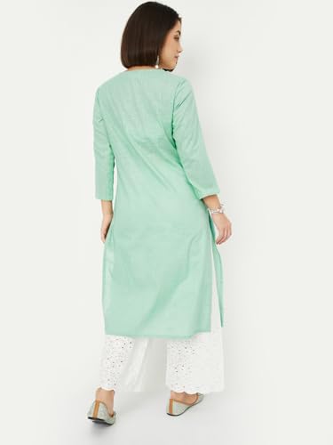 Max Women's Cotton Blend Regular Kurta (DAEKSP25BI_Mint Green
