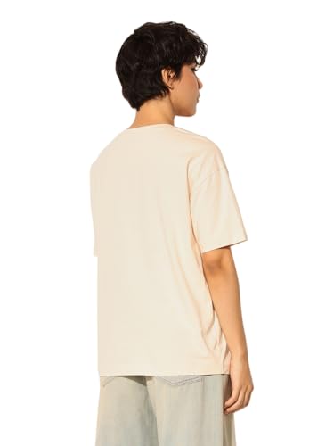 ONLY Women's Loose Fit Beige T-Shirt