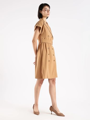 Polyester Notch Collar Shirt Dress