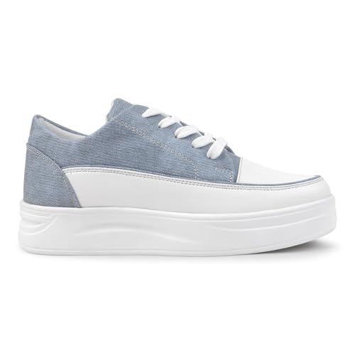 Vendoz Women Casual Denim Blue Sneakers I Cushioned Insole I All Day Comfortable I Lightweight and Stylish Shoes for Girls CNV7018BLU-37