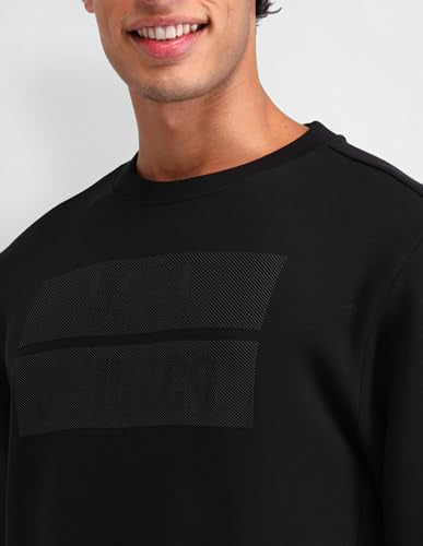 U.S. Polo Assn. Denim Co. Men's Black Logo Crew Neck Long Sleeve Casual Cotton Regular Fit Sweatshirt (UDSWS0490_Black_S)