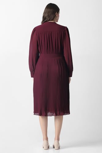 Women Maroon Solid Party Dress