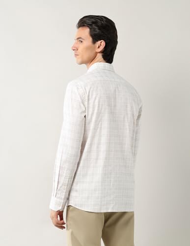 Arrow Men's Checkered Slim Fit Shirt (ARAEOSH2465_Off White
