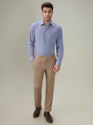 Raymond Men Slim Fit Structure Pattern Pure Cotton Cut Away Collar Full Sleeve Formal Shirt Blue