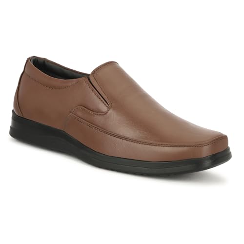 Leatherful Formal Moccasin Shoes for Men | Full Grain Genuine Leather | PU Sole & Nappa Lining | Office | Party | Smart Casual (Brown, UK Footwear Size System, Adult, Men, Numeric, Medium, 9)