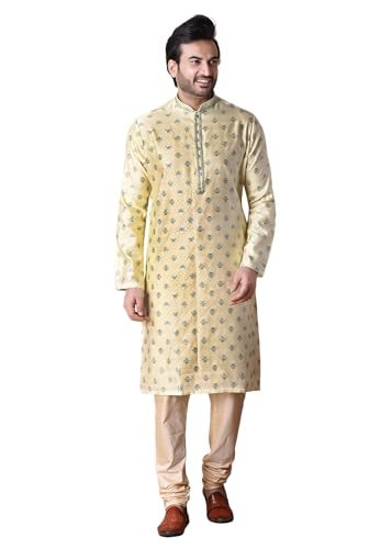 sajindia Men’s Traditional Kurta | Elegant Ethnic Wear for Men | Comfortable Fabric | Festivals, Weddings & Celebrations | Style 134 Yellow