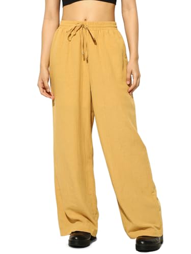 ONLY Women's Regular Fit High-Rise Mustard Pant