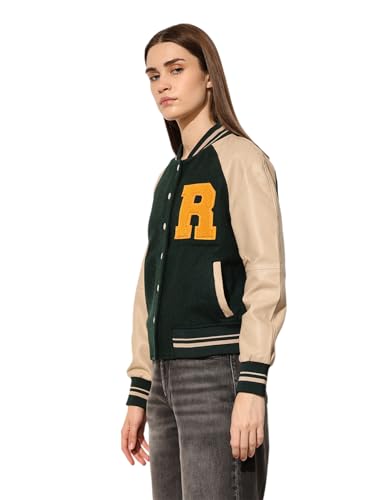 ONLY Women's Solid Loose Fit Green Jacket