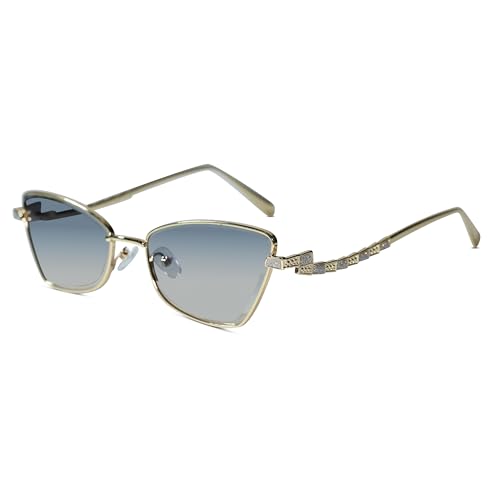 Luxury Premium Gold Cat Eye Sunglasses for Women | UV Protected Stylish Fashion Sunglasses | Lightweight Designer Shades for Driving, Travel, Beach & Outdoor Wear