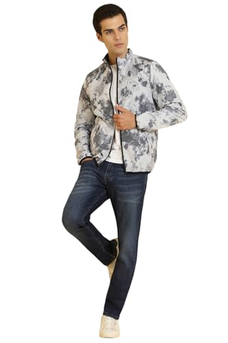 Allen Solly Men White Printed Full Sleeves Casual Jacket