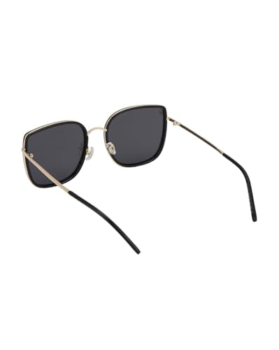 Carlton London Black with Gold Toned and Black Polarised Lens Oversized Sunglass for womens