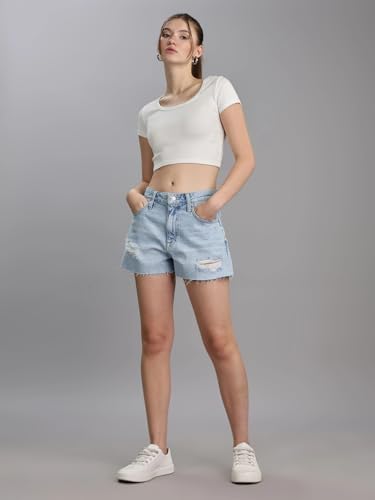 Slim Fit Solid Mid Rise Shorts