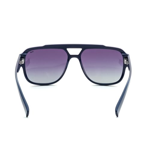 FILA sunglasses| 100% UV protected | Gradient | Full Rim | Pilot | Men | Large | Shiny Blue-Shiny Dark Gun Acetate Frame | Smoke Gradient Lens