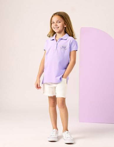 U.S. Polo Assn. Kids Kids Regular fit Girls Cotton Solid Short Sleeves Polo T-Shirts (UGSS25PTS204_Purple_8-9Y)