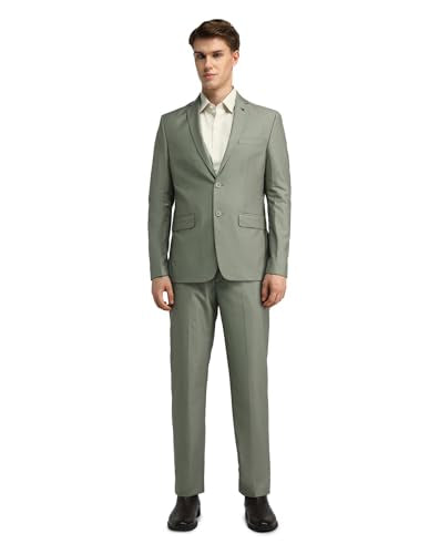 Arrow Men's Polyester Classic Business Suit Pants Set (ARAISU5564_Medium Green