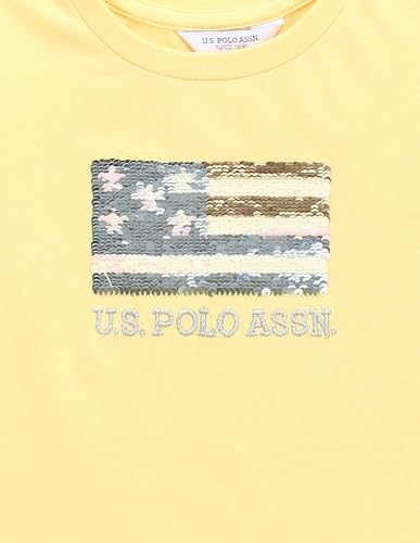 U.S. POLO ASSN. Girls Flip Sequin T-Shirt Light Yellow