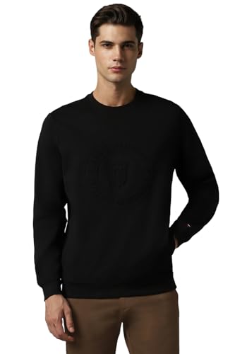 Louis Philippe Men Casual Black Solid Sweatshirt