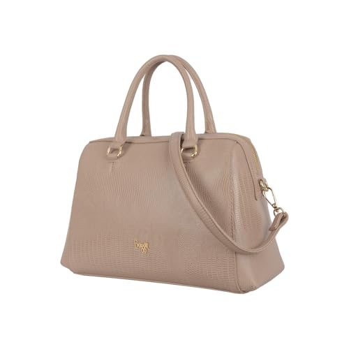 Baggit Women Beige Duffle Handbag Medium Size | Ladies Stylish Casual Purse Bag