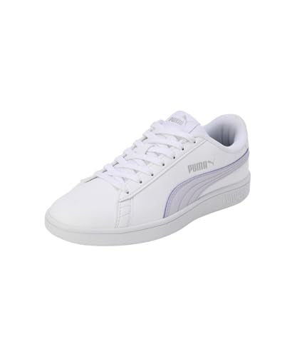Puma Womens Smashic Wmn White-Spring Lavender-Matte Silver Sneaker - 6UK (39511101)