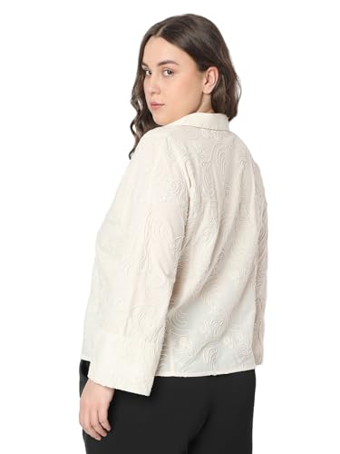 VERO MODA Curve Women's Cotton Regular Fit Off White Shirt