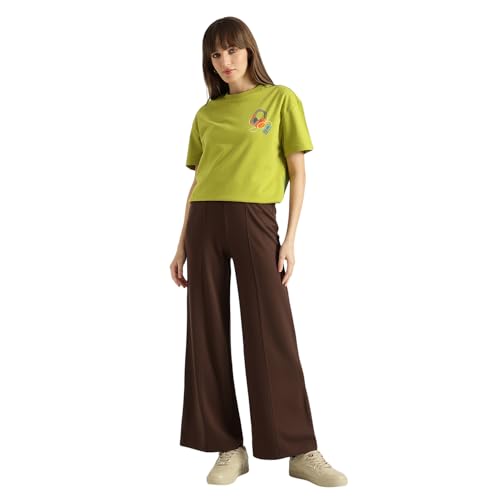 United Colors of Benetton Solid Pants (Size: M)-25A3PUWDLG24I23N Brown