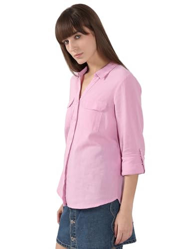 VERO MODA Women's Regular Fit Pink Shirt