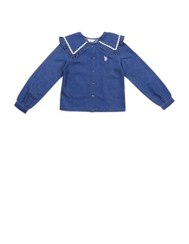 U.S. POLO ASSN. Kids Regular fit Girls Cotton Long Sleeves Round Neck Tops (UGTOP0203_Blue_12M)