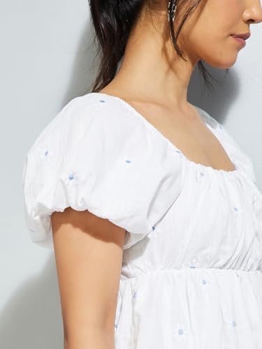 Max Alaya F x URB_N Women Embroidered A-line Dress (Off White_XL)