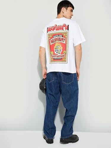 Max URB_N Men Printed Oversized T-Shirt(Off White_S)