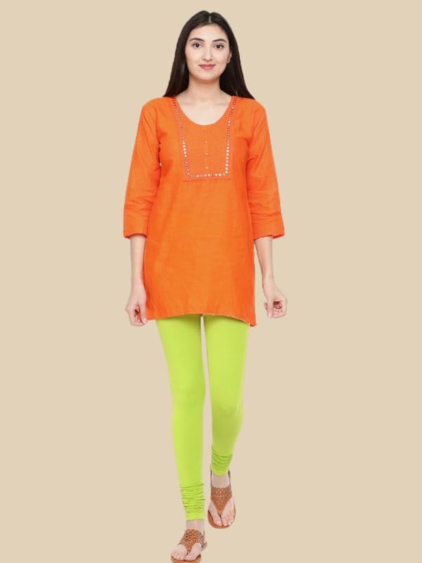 De Moza Ladies Churidar Leggings Solid Cotton Lime
