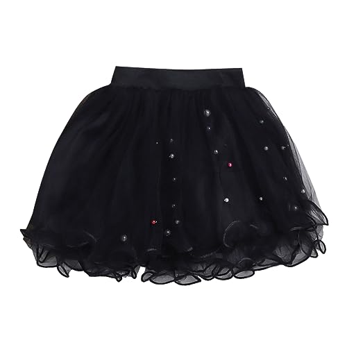 Hopscotch Girls Polyester Ruffled A-Line Knee Length Skirt in Black Color for 6-7 Years (ADX-3074989)