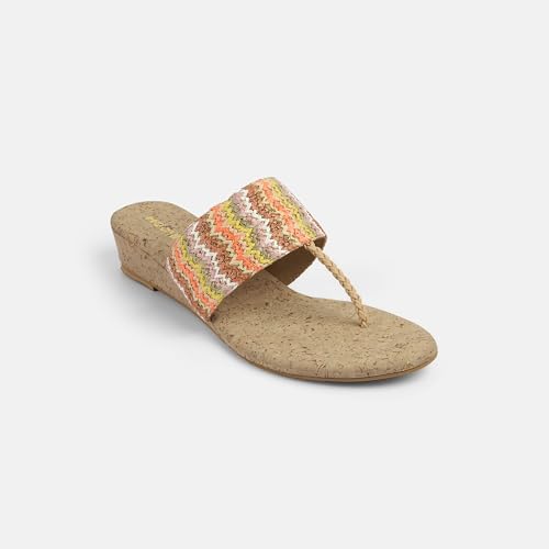 Mochi Women's Beige MuWomeni Open Casual - Wedges with Flat sole UK/8 EU/41(32-1475)