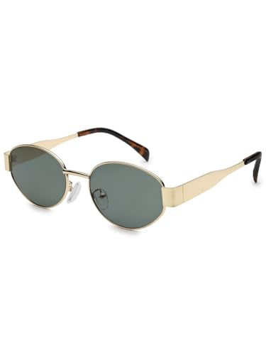 Vibe lens by HASHTAG EYEWEAR Retro Oval Sunglasses for Women | UV400 Protection Shades | Lightweight Metal Frame | Vintage Style Eyewear | Classic Elegant Design