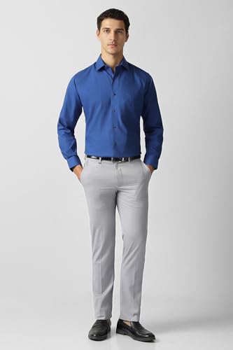 Men Blue Solid Full Sleeves Formal Shirt