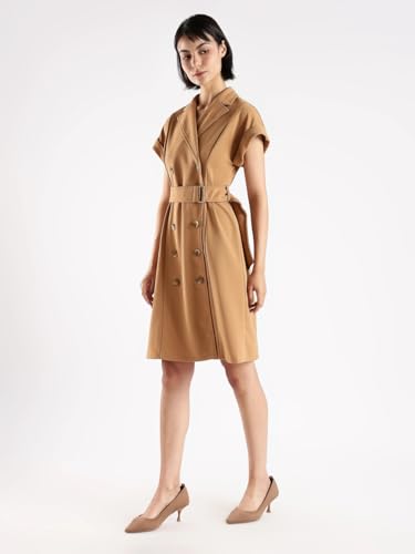 Polyester Notch Collar Shirt Dress